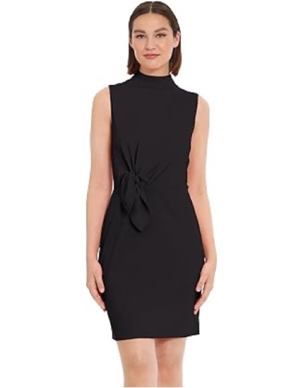 Donna Morgan Sleeveless Black Tie-Waist Sheath Dress